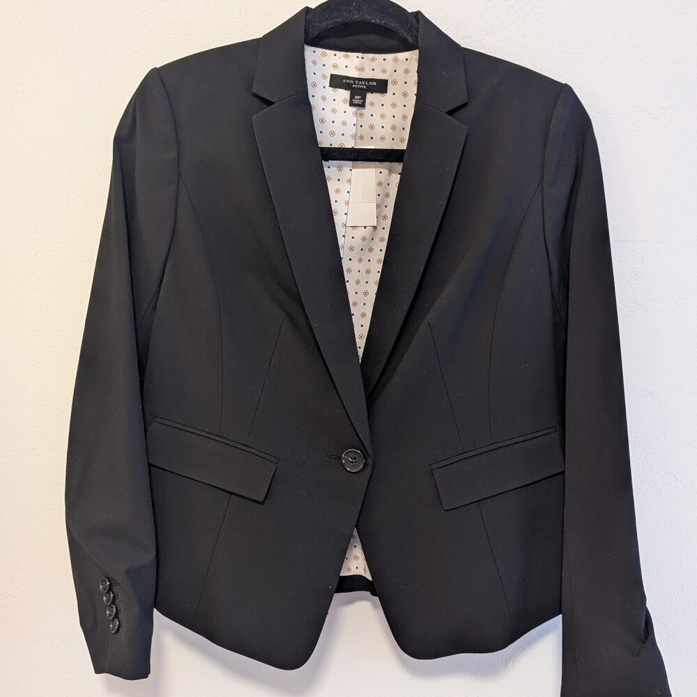Ann Taylor Suite Jacket - Black, Size 6 Petite (NEW)